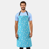 Tablier Flocons blancs sur motif d'hiver bleu clair (Porté)