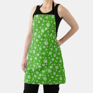 Tablier Flocons blancs sur motif hiver vert