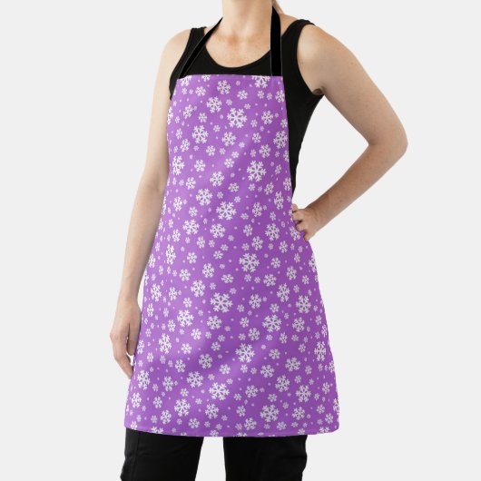 Tablier Flocons blancs sur motif violet d'hiver (Insitu)