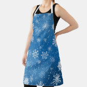 Tablier Flocons de Neige Bleus Classique Hiver Blanc (Insitu)