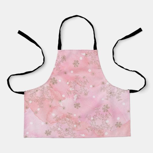 Tablier Flocons de neige rose Noël Motif Boho (Recto)