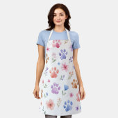 Tablier floral à empreinte de patte aquarelle – Ca (Porté)