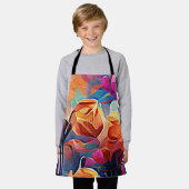 Tablier Floral Abstract Art Orange Red Blue Flowers (Porté)