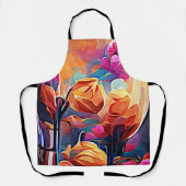 Tablier Floral Abstract Art Orange Red Blue Flowers (Recto)