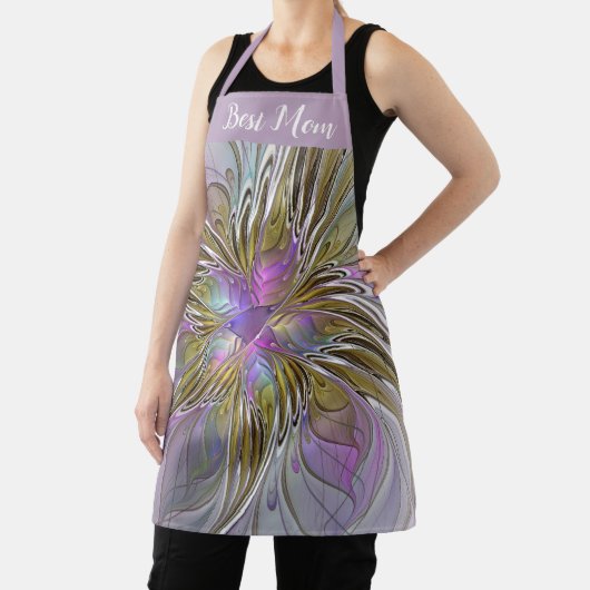 Tablier Floral Abstrait Fractal Avec Rose & Or Meilleure M (Insitu)