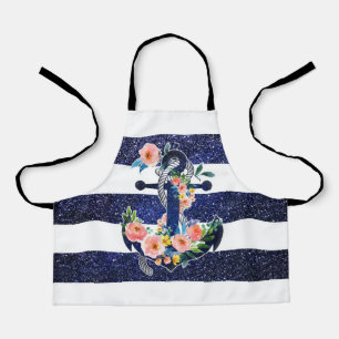 Tablier Floral anchor on striped background