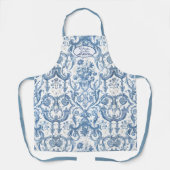 Tablier Floral Anglais Jardin Bleu et Blanc Grand-mère (Recto)