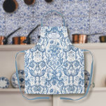Tablier Floral Anglais Jardin Bleu et Blanc Grand-mère<br><div class="desc">Ce magnifique tablier à motifs floraux vintages, clair et aéré, a été créé à partir d'une ferraille déchirée d'oeuvres d'art en papier peint antique en bleu et blanc Delft. La couleur de l'image a été restaurée et le motif répété recréé pour produire ce tablier intemporel et élégant avec votre message...</div>