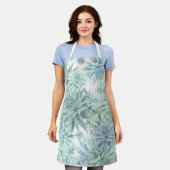 Tablier Floral Apron – Soft Blues & Greens on White  (Porté)