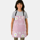Tablier Floral Blanc Fille Rose Fille Apron (Insitu)