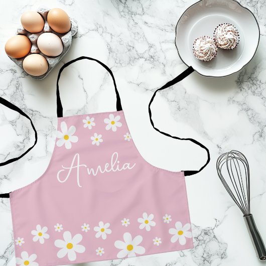 Tablier Floral Blanc Fille Rose Fille Apron