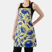 Tablier Floral Bleu De Cornflower Moderne Sur Jaune (Insitu)