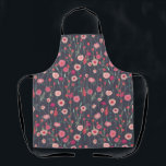 Tablier Floral Botanique Rose Noir<br><div class="desc">Joli boho lâche peinture florale rose sur un arrière - plan gris foncé. Art original de Nic Squirrell.</div>
