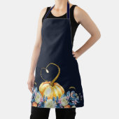 Tablier Floral Citrouille de l'Action de grâce bleu (Insitu)