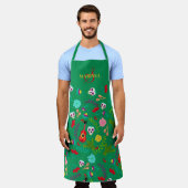 Tablier Floral clair Mexicain 5 de mayo vert monogramme (Porté)