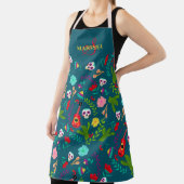 Tablier Floral clair Mexicain 5 de mayo vert monogramme (Insitu)