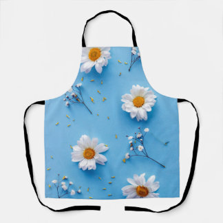 Tablier Floral Daisy Motif - Bleu clair
