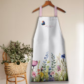 Tablier Floral d'aquarelle botanique moderne avec script