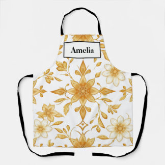 Tablier floral doré Art Déco de luxe