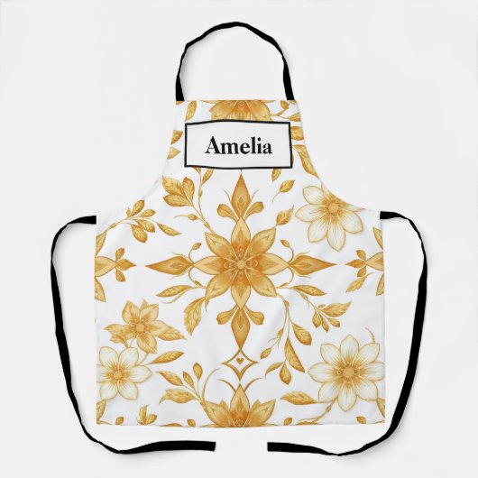 Tablier floral doré Art Déco de luxe (Recto)