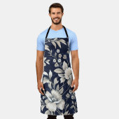 Tablier Floral en bleu (Porté)