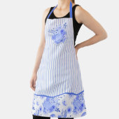 Tablier Floral et rayures bleu et blanc (Insitu)