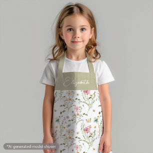 Tablier Floral Fleur sauvage Girly Personnalisé