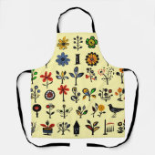 Tablier Floral folk coloré et oiseaux (Recto)