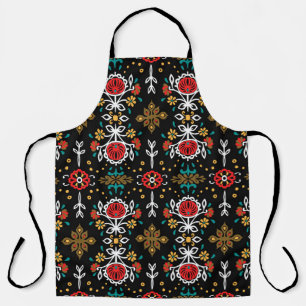 Tablier Floral folk motif : broderie indienne.