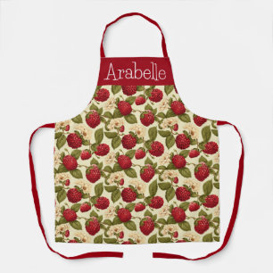 Tablier floral framboise et crème