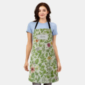Tablier Floral Kitchen Apron, Retro Botanical Print (Porté)