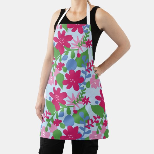 Tablier Floral lumineux avec Arrière - plan bleu clair (Insitu)