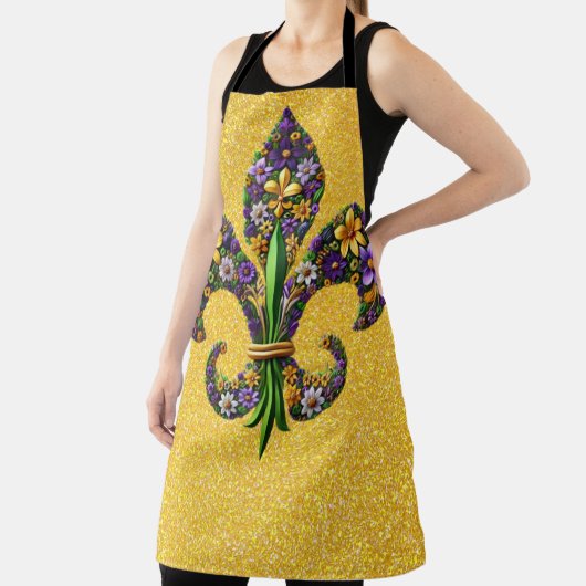 Tablier Floral Mardi Gras fleur de lis (Insitu)