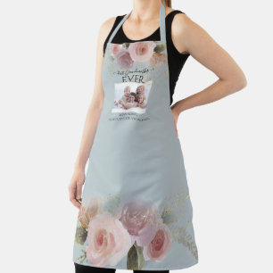 Tablier Floral Meilleure grand-mère JAMAIS Dusty bleu aqu