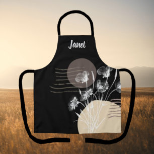 Tablier floral minimaliste noir souple