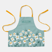 Tablier Floral moderne marguerite bleu girly élégant éléga (Recto)