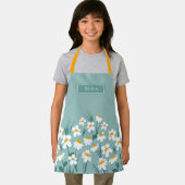 Tablier Floral moderne marguerite bleu girly élégant éléga (Insitu)