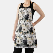 Tablier floral moderne noir et blanc à aquarelle (Insitu)