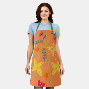 Tablier Floral Motif & Feuilles sans fil