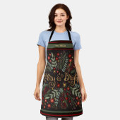 Tablier Floral Noël Joyeux Citation brillante Inspirivée (Porté)