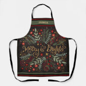 Tablier Floral Noël Joyeux Citation brillante Inspirivée (Recto)