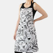Tablier floral noir et blanc (Insitu)
