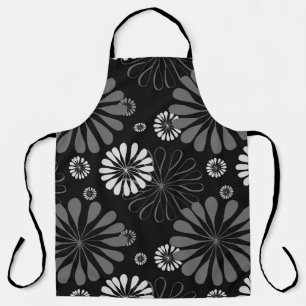 Tablier Floral noir et blanc rétro