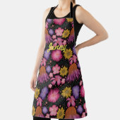 Tablier Floral Noir fleur sauvage personnalisé (Insitu)
