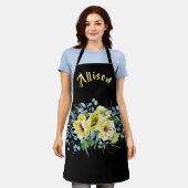 Tablier Floral noir personnalisé (Porté)