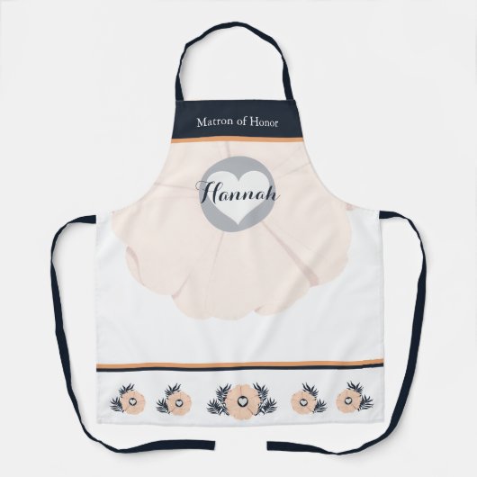 Tablier Floral Pastel Blush Peach Maid of Honor Apron (Recto)