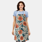 Tablier Floral Pattern of Vibrant Orange Flowers  (Porté)