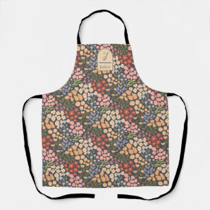 Tablier floral personnalisé avec nom et initiale