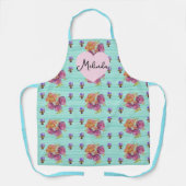 Tablier Floral Pink Rose Roses Pattern Aqua Womans Name (Recto)