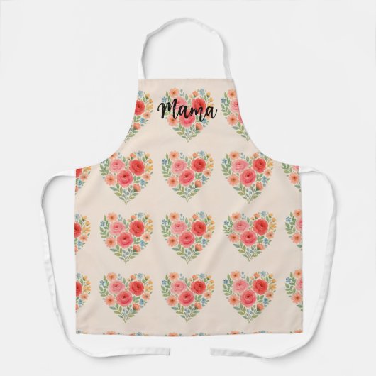 Tablier floral pour maman (personnalisable) (Recto)